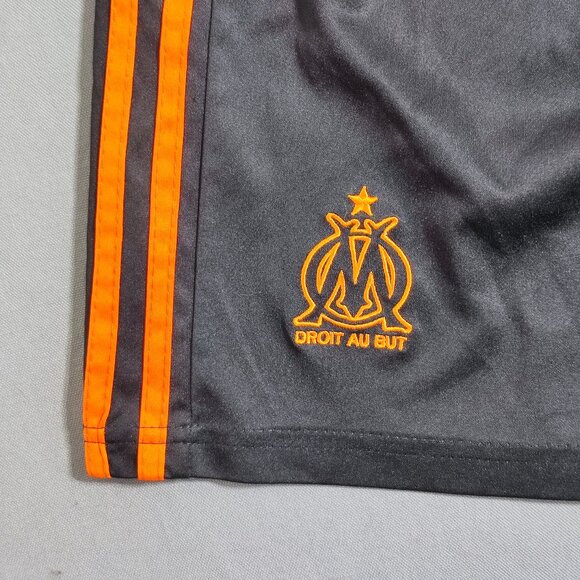 Adidas soccer short boys' size L black with orange Olympic Marseilles FC graphi - Picture 2 of 9